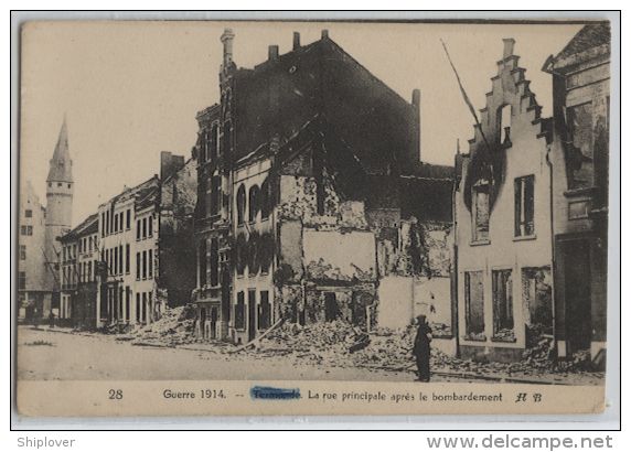 Termonde - La Rue Principale Après Le Bombardement (guerre 1914-1918) - CPA - Dendermonde