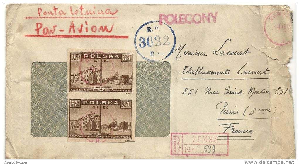 LETTRE  POUR PARIS PAR AVION + RECOMMANDE - Lettres & Documents