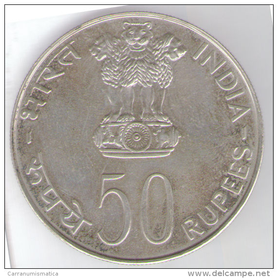 INDIA 50 RUPEES 1975 EQUALITY DEVELOPMENT PEACE AG SILVER - Inde