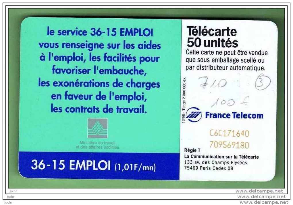 F 710 36-15 EMPLOI *** N° DE SERIE INVERSE *** COTE 120€ *** TBE/TTBE *** (1429) - Variétés