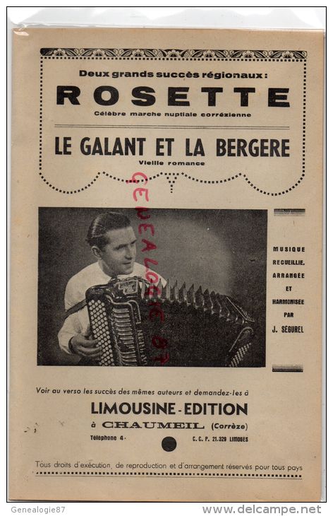 19- CHAUMEIL - PARTITION JEAN SEGUREL-ROSETTE MARCHE NUPTIALE CORREZIENNE- LE GALANT ET LA BERGERE-ACCORDEON - Otros & Sin Clasificación