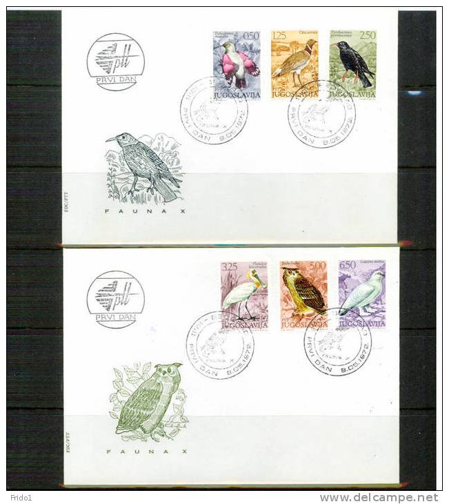 Jugoslawien / Yugoslavia / Yougoslavie 1972 Vogel / Birds FDC Postfrisch / Unmounted Mint - Covers & Documents