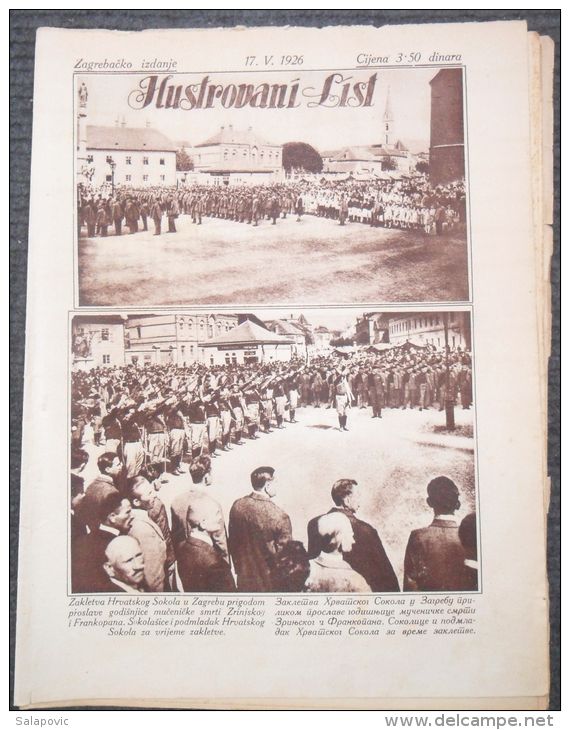 ILUSTROVANI LIST, ZAKLETVA HRVATSKOG SOKOLA U ZAGREBU   1926  KRALJEVINA SHS   2 SCANS - Revistas & Periódicos