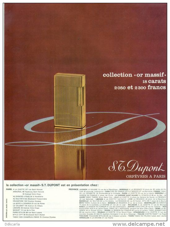 Reclame Uit Oud Magazine 1965 - S.T. Dupont Briquet  - A4 - Aansteker - Reclame-artikelen