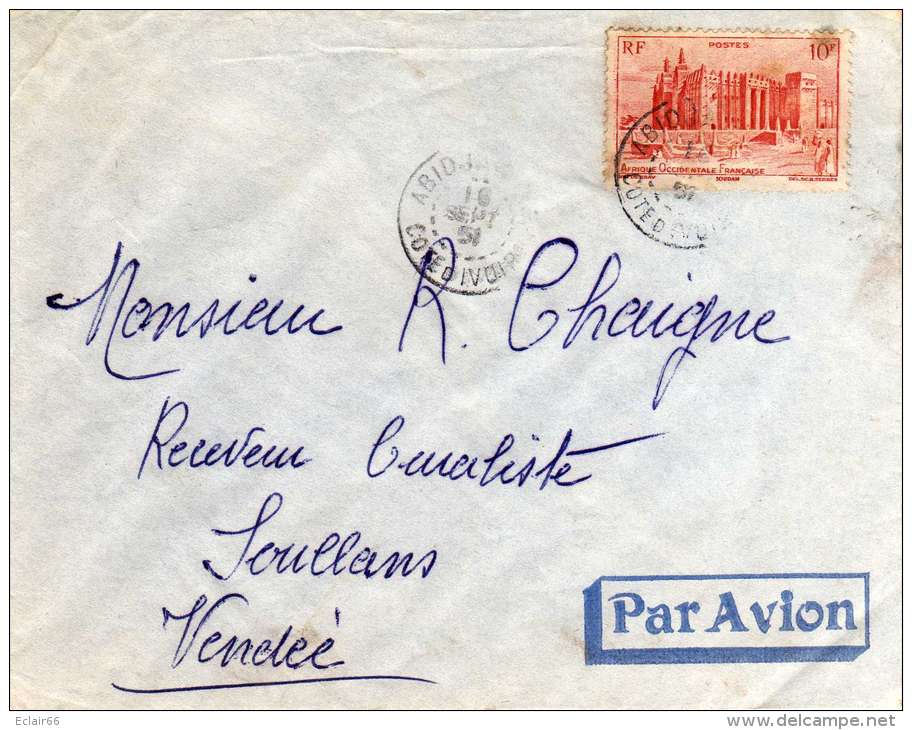 Enveloppe  Envoyée D'Afrique  Côte D'Ivoire   Avec Timbre  Du Soudan Année 1951 - Soedan (1954-...)