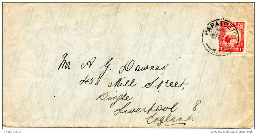 NOUVELLE-ZELANDE. N°194 De 1935 Sur Enveloppe Ayant Circulé. Kiwi - Kiwi's