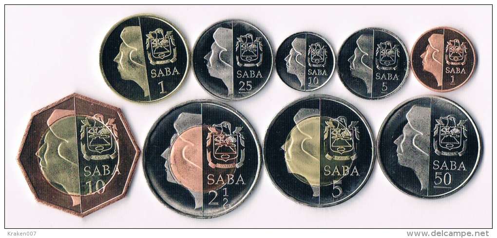 Saba Set  9 Coins-3 X Bimetals(frog,chameleon,l Izard) - Autres – Amérique