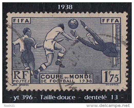 Timbre De  France 1938 - Troisième Coupe Du Monde De Football à Paris - 1 F. 75  Outremer ( Décote 50 % ) - 1938 – France
