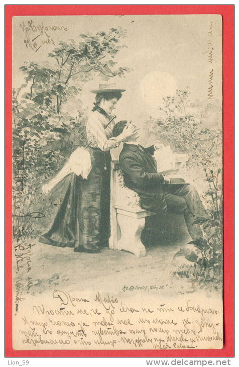 136389 / 1903 BULGARIA COUPLE Man Homme Mann HAT UMBRELLA BENCH Woman Femme - Charles Scolik , Wien, VIII 849 - Scolik, Charles