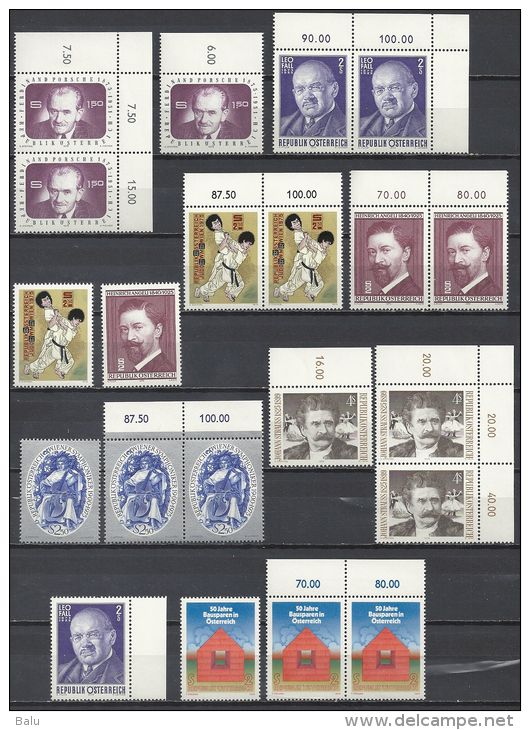 Österreich 1975 KOMPLETTER Jahrgang 3x ** MNH 4 Scans! Viele Rand, Eckrand, Paare; Michel 1474 - 1505 - Full Years