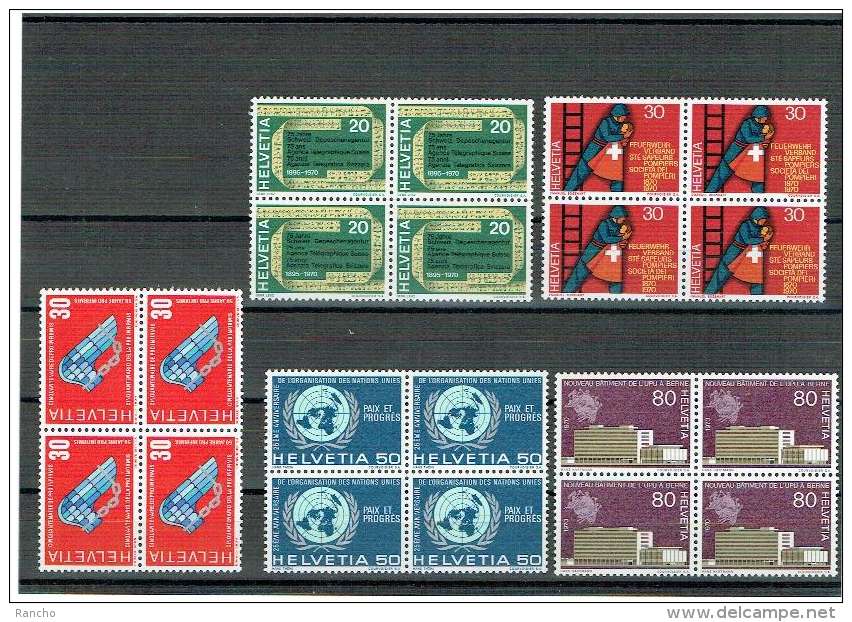 TIMBRES**1970 LA SERIE COMPETE EN BLOC DE 4 N°476.477.478.479.480. - Neufs