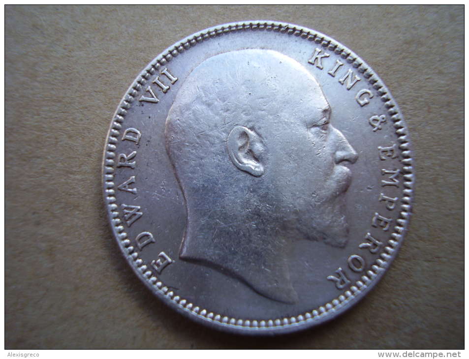 INDIA  REGAL COINAGE (BRITISH) 1904 EDWARD VII ONE RUPEE SILVER COIN USED. - India