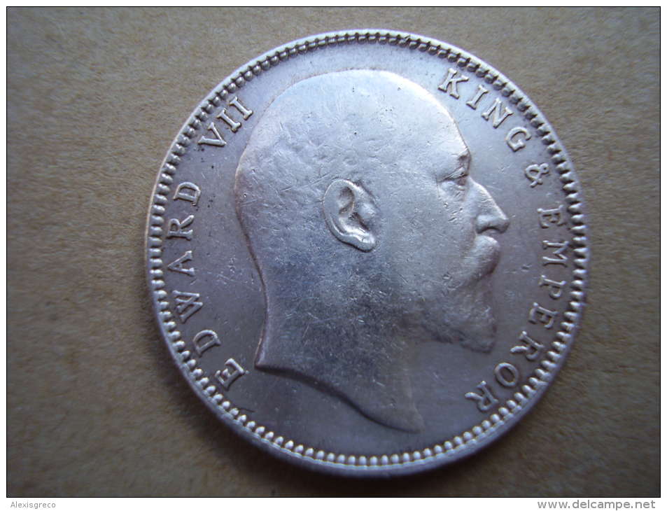 INDIA  REGAL COINAGE (BRITISH) 1904 EDWARD VII ONE RUPEE SILVER COIN USED. - Inde