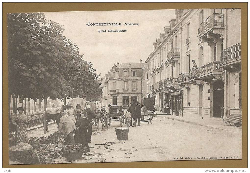 BELLE C.P.A - CONTREXEVILLE (Vosges) - Quai Salaberry - Marchés - Attelages - Autres & Non Classés