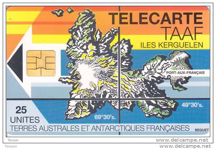 TAAF, TAF-02, Map Of Kerguelen Island, 2 Scans. - TAAF - French Southern And Antarctic Lands