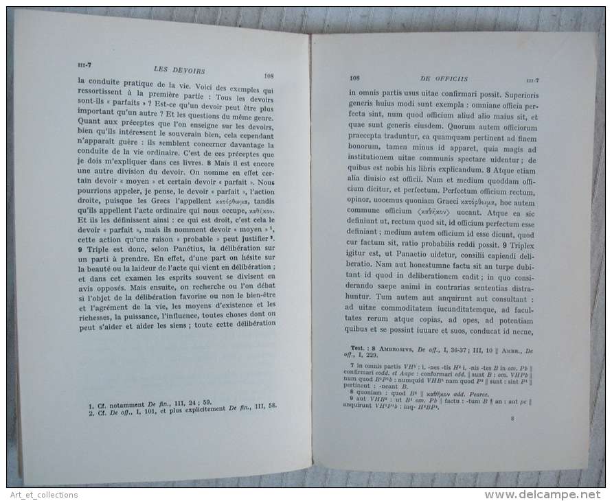 Les Devoirs Par CICÉRON / Français-Latin Juxtalinéaires / Édition « Les Belles Lettres » 1965 - Livres Anciens