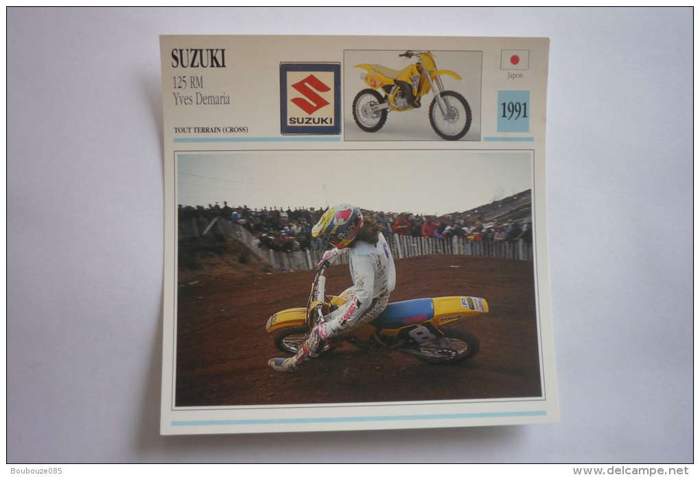 Transports - Sports Moto - Carte Fiche Technique Moto ( Suzuki  125 Rm ( Yves Demaria ( Motocross ) -1991 - Moto Sport