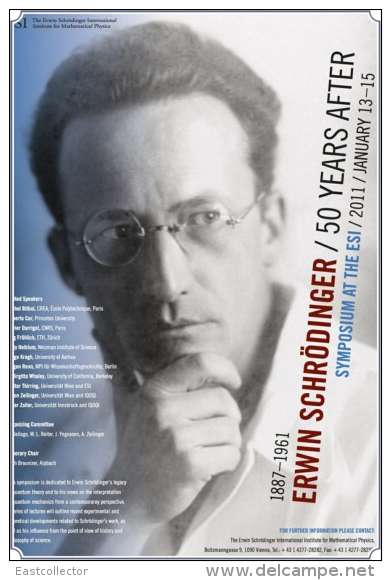 NOBEL PRIZE WINNERS Erwin Schrodinger Stamped Card 0951-2 - Premi Nobel