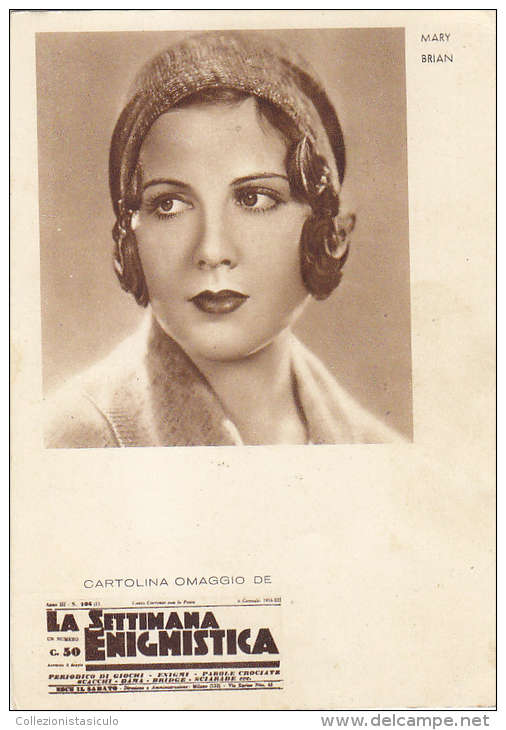 E859-Cartolina Pubblicitaria Settimana Enigmistica 1934 - Cinema Attori Attrice Mary Brian - Artisti