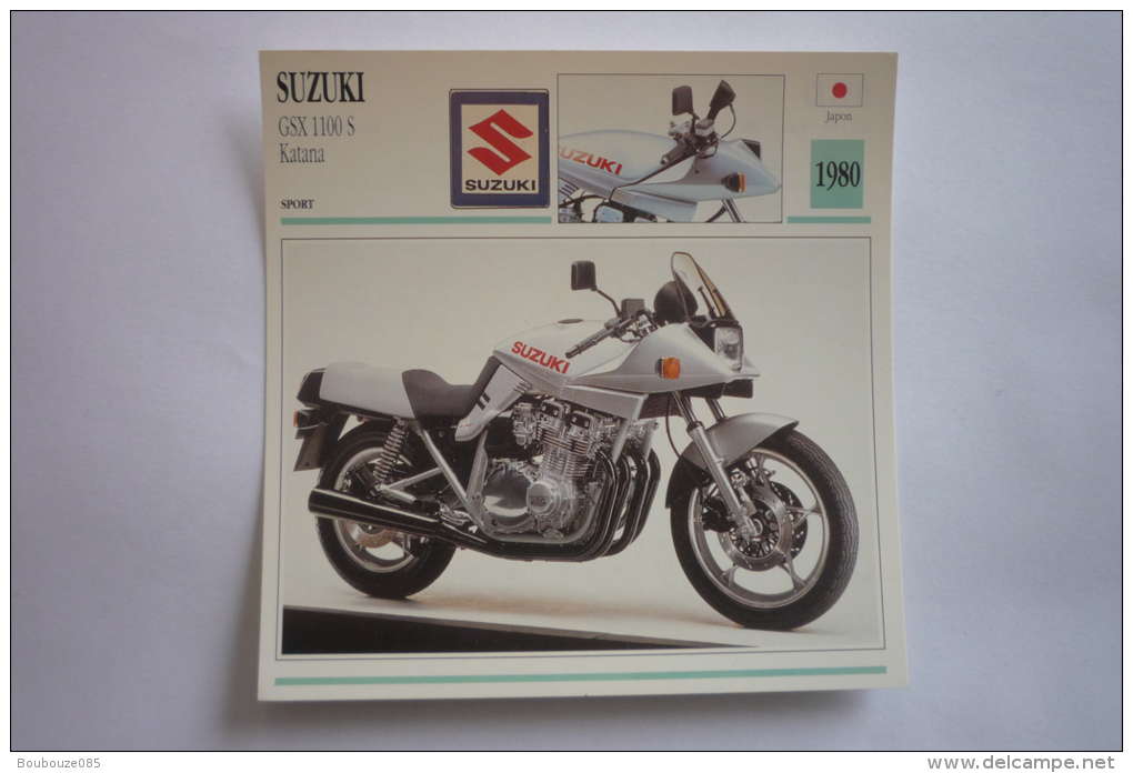 Transports - Sports Moto - Carte Fiche Technique Moto ( Suzuki Gsx 1100 S Katana ( Sport ) -1980 ( Description Au Dos - Motorcycle Sport