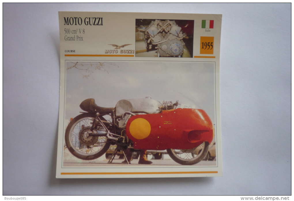 Transports - Sports Moto-carte Fiche Technique Moto ( Moto-guzzi 500cm3 V8 Grand Prix ( Course ) -1955 - Moto Sport