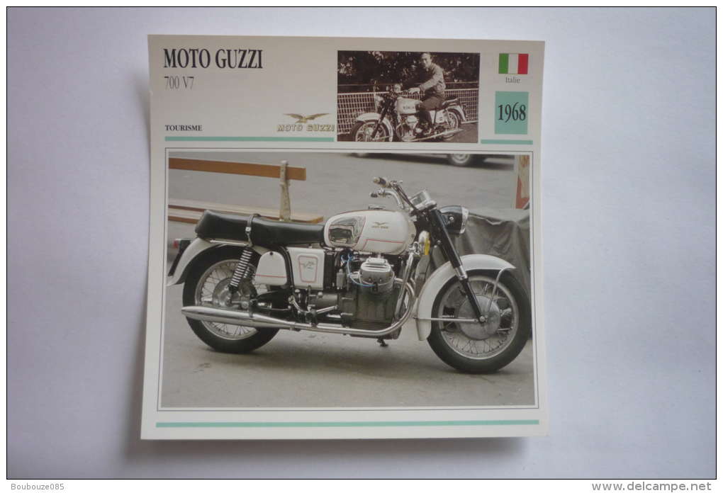Transports - Sports Moto-carte Fiche Technique Moto ( Moto-guzzi 700 V7 ( Tourisme ) -1968 ( Description Au Dos - Motorcycle Sport