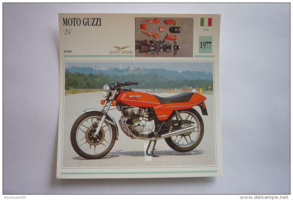 Transports - Sports Moto-carte Fiche Technique Moto ( Moto-guzzi 254 ( Sport ) -1977 ( Description Au Dos - Motorcycle Sport