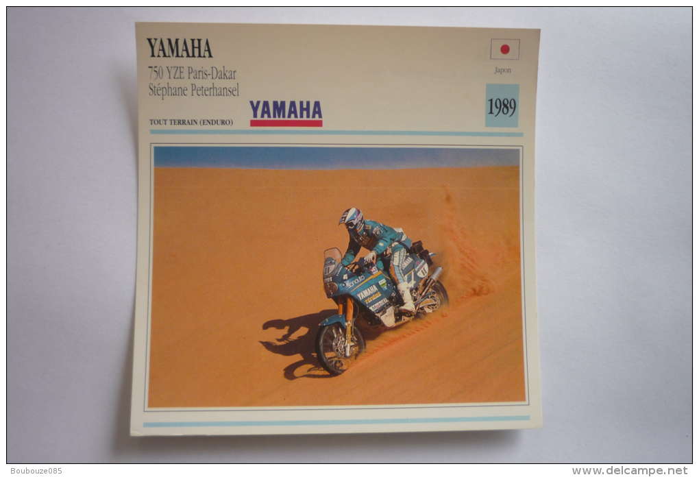 Transports -sports Moto-carte Fiche Technique Moto (yamaha 750 Yze Paris Dakar - Stephane Peterhansel ( Enduro  ) -1989 - Motorcycle Sport