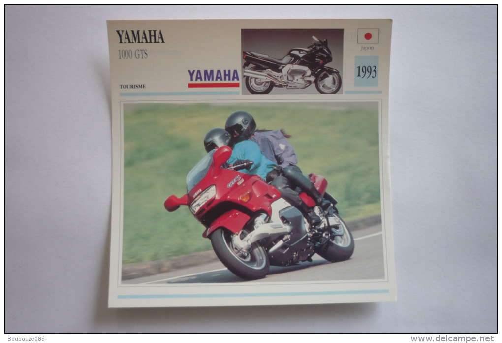 Transports - Sports Moto-carte Fiche Technique Moto ( Yamaha 1000 Gts  ( Tourisme ) -1993 ( Description Au Dos - Motorcycle Sport