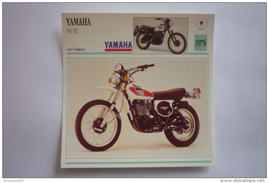 Transports - Sports Moto-carte Fiche Technique Moto ( Yamaha 500 Xt  ( Tout Terrain ) -1976 ( Description Au Dos - Motorcycle Sport