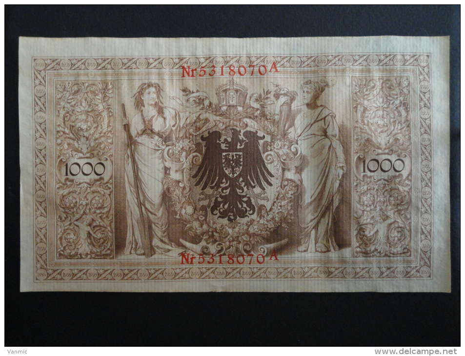 1910 A - 21 Avril 1910 - Billet 1000 Mark - Allemagne - Série A : N° 5318070 A - Banknote Deutschland Germany - 1000 Mark