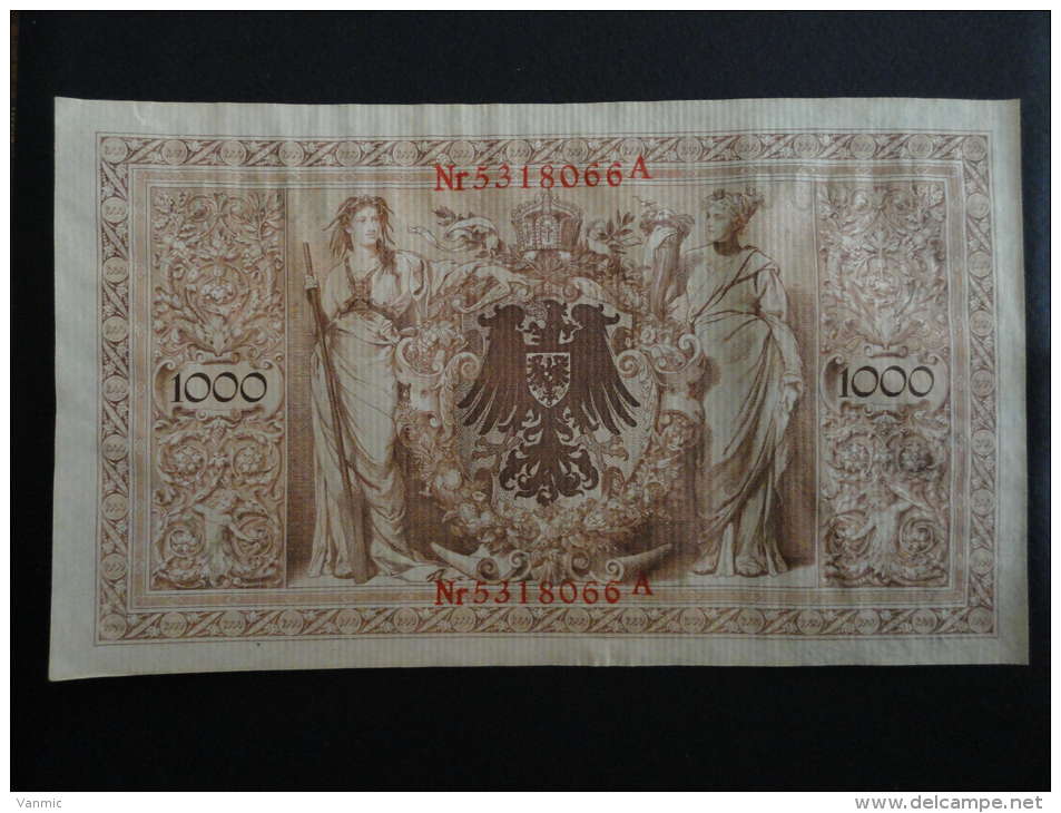 1910 A - 21 Avril 1910 - Billet 1000 Mark - Allemagne - Série A : N° 5318066 A - Banknote Deutschland Germany - 1000 Mark