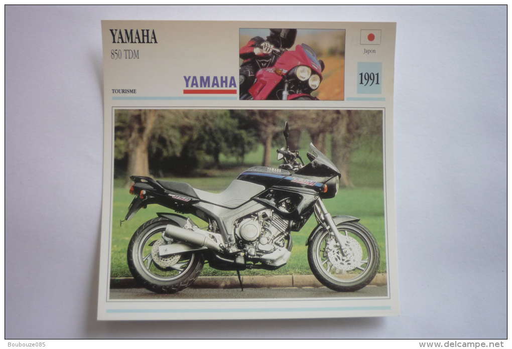 Transports - Sports Moto-carte Fiche Technique Moto ( Yamaha 850 Tdm ( Tourisme ) -1991 ( Description Au Dos - Motorcycle Sport