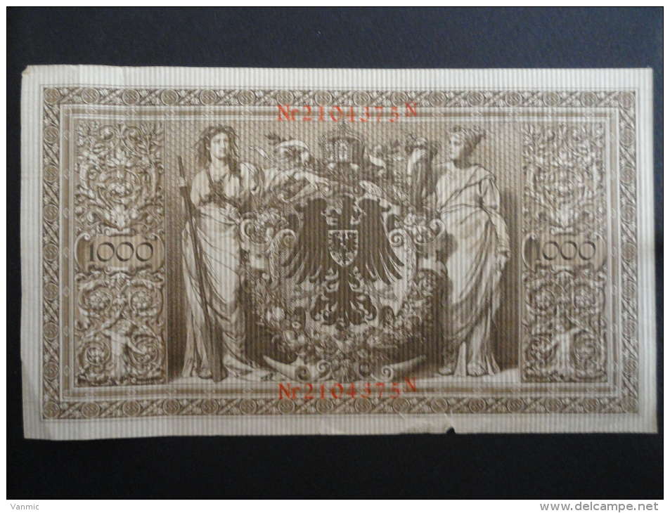 1910 N - 21 Avril 1910 - Billet 1000 Mark - Allemagne - Série N : N° 2104375 N - Banknote Deutschland Germany - 1.000 Mark