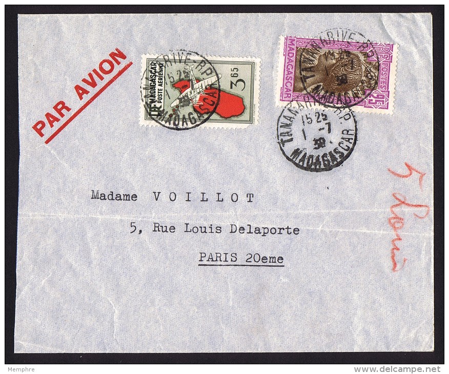 1939 Lettre Avion Pour Paris  PA5A, 168 - Lettres & Documents