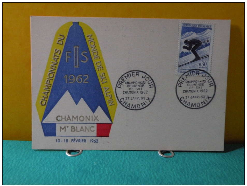 Carte Maxi / FDC, Championnats Du Monde De Ski  - 74 Chamonix - 27.1.1962 - 1er Jour - 1960-1969