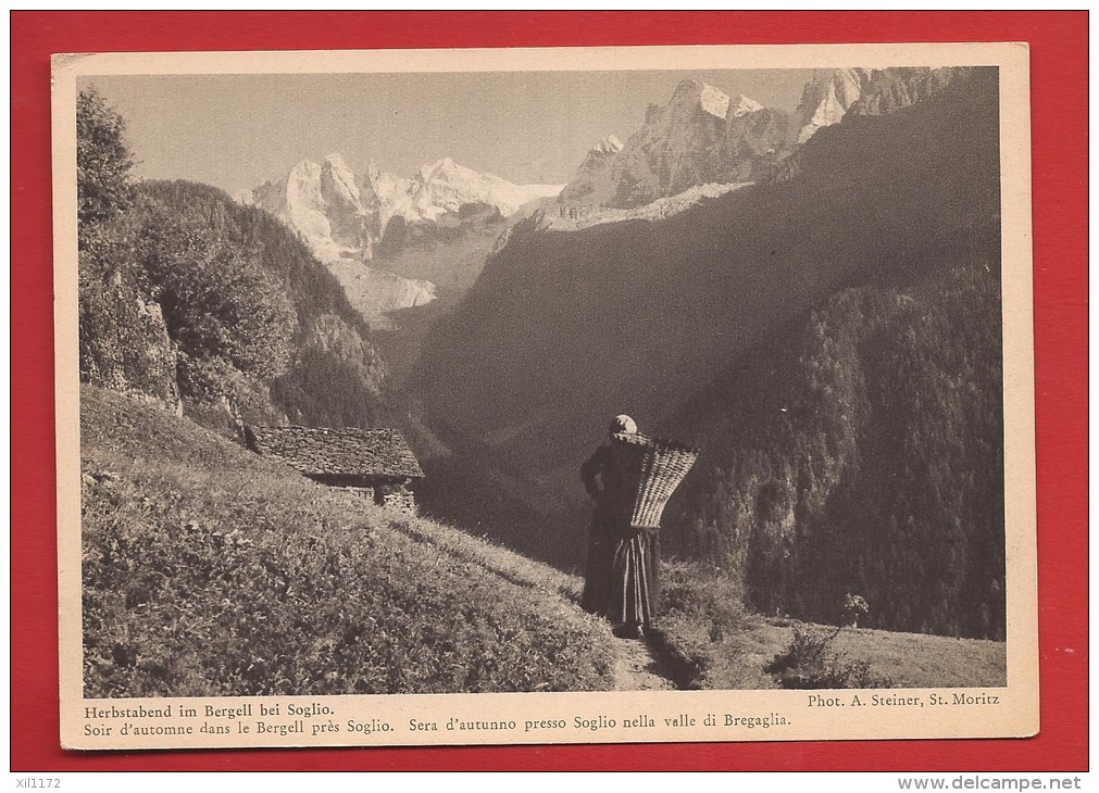 ATI-014 Herbstabend Im Bergell Bei Soglio Valle Di Bregaglia, Alte Frau   Nicht Gelaufen. - Bregaglia