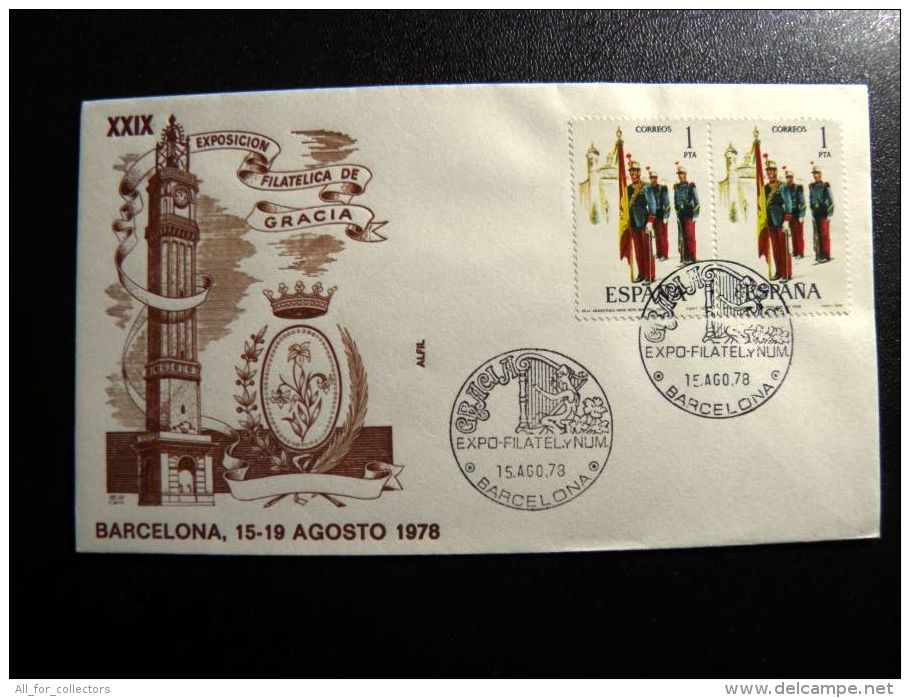 Cover From Spain Special Cancels Music Musical Instrument Gracia Soldiers - Cartas & Documentos