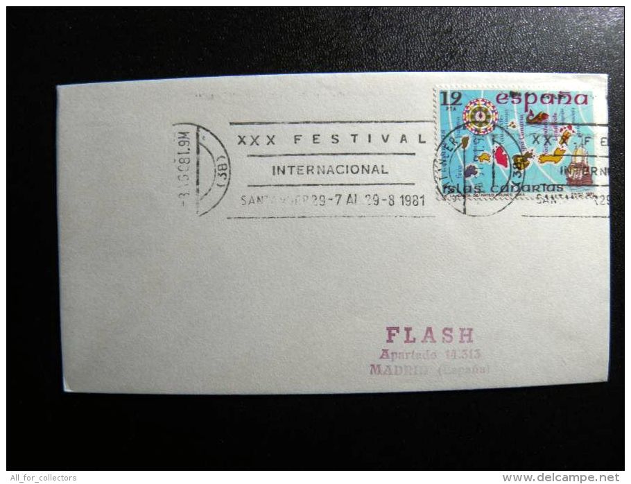 Cover From Spain Special Cancels Map Islas Canarias Ship - Cartas & Documentos