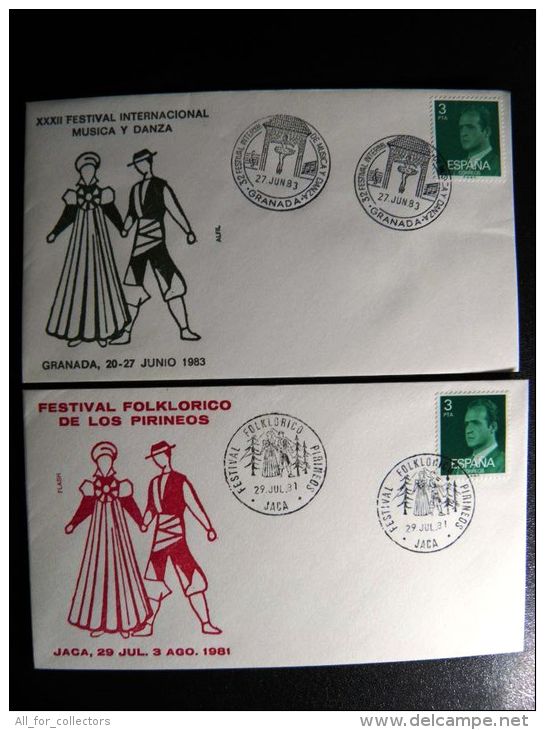 2 Covers From Spain Special Cancels Music Dance Folk - Cartas & Documentos