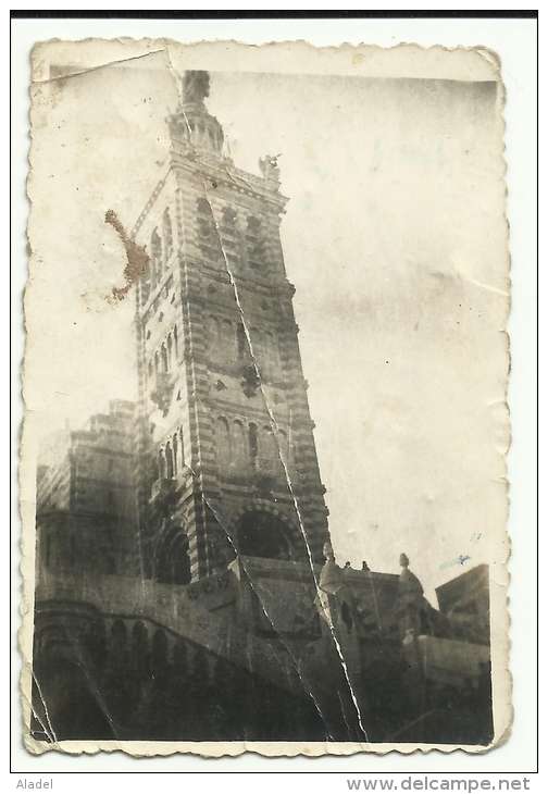 Photo De Notre Dame De La Garde, MARSEILLE Du 6/6/1943, 56 X 82 Mm, Archive Antoine ELLENA, Verso Annoté, Document Usagé - Otros & Sin Clasificación