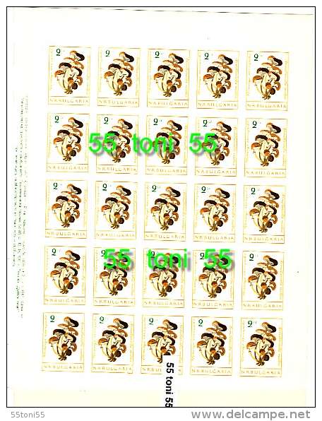 BULGARIA / Bulgarie 1961 MUSHROOM ( Champignons)  8 Sheet – 5x5 =25 set imperforated - MNH**