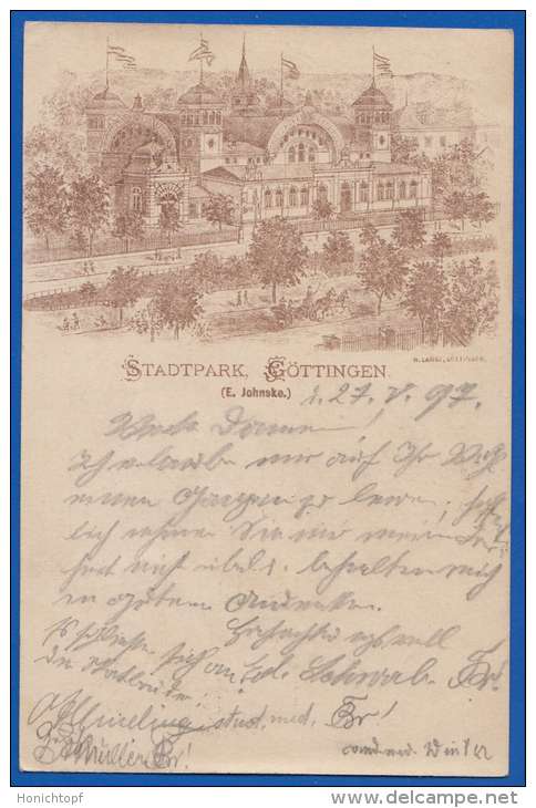 Deutschland; Göttingen; Litho Vorläufer 1897; Stadtpark - Goettingen