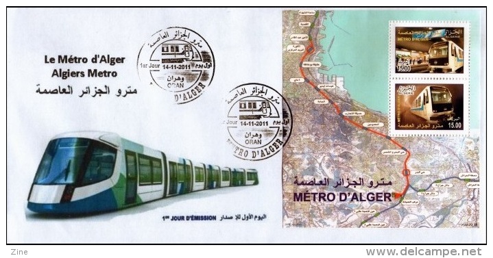 Algérie Bloc N° 17 Transport Métro D'Alger Train Algier U-Bahn  Metro De Argel  Metro Subway - Algeria (1962-...)