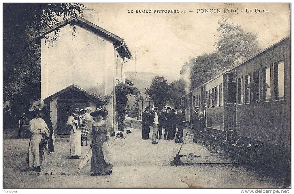 01 PONCIN  LA GARE TRAIN TRAM - Non Classés