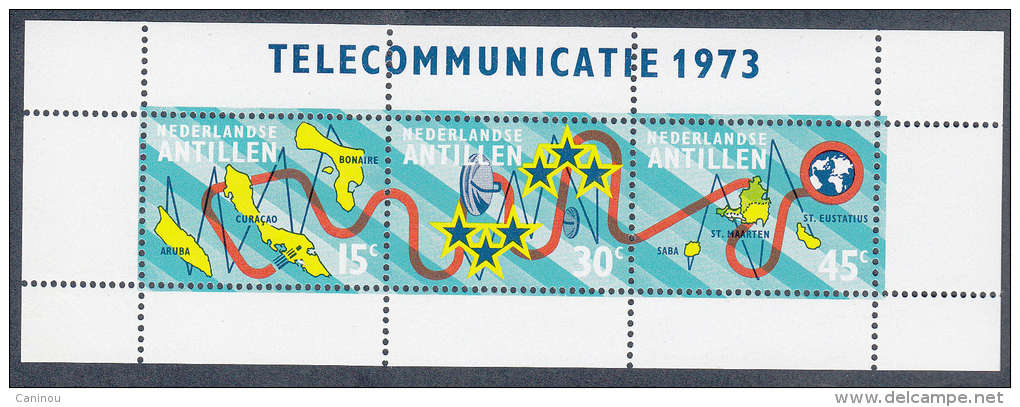 ANTILLES NEERLANDAISES BLOC FEUILLET Y&T 2 TELECOMMUNICATIONS  1973 NEUF SANS CHARNIERES - Antillas Holandesas