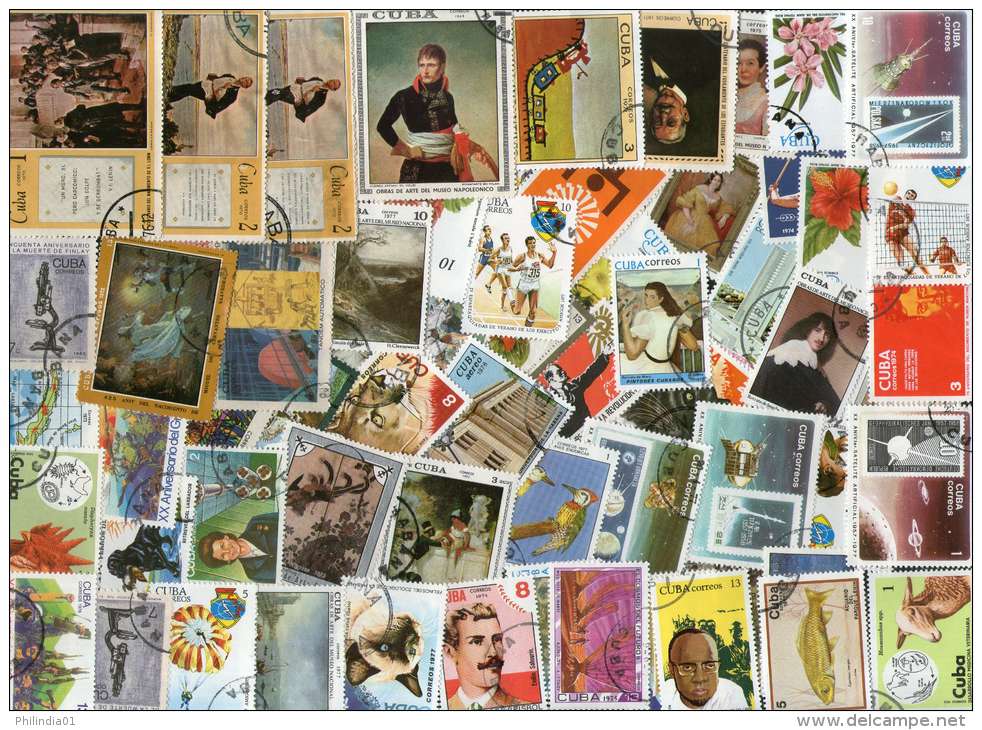 Cuba 70 Different Christmas Olympic Painting Birds Animals Dog Cats Flowers Fish Cancelled Stamps - Collections, Lots & Séries