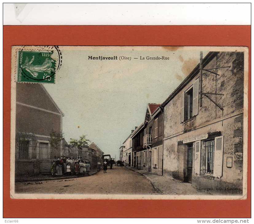 60 MONTJAVOULT - LA GRANDE RUE ANIMEE   (poste Telegraphe / Telephone) CPA Année 1913 - Montjavoult
