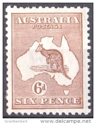 Australia 1923 Kangaroo 6d Chestnut 3rd Wmk MH - Ungebraucht