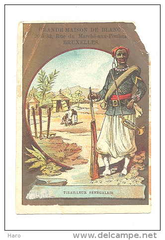 Chromo Publicitaire  - Grande Maison Du Blanc Bruxelles - Tirailleur Sénégalais - Armée Française  (Mich2) - Other & Unclassified